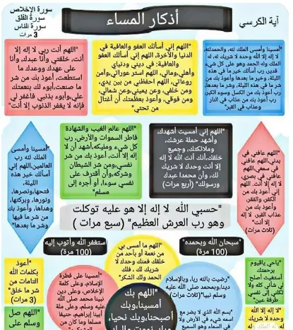 اذكار المساء مكتوبة والصباح حصن المسلم كامله للاطفال 2025